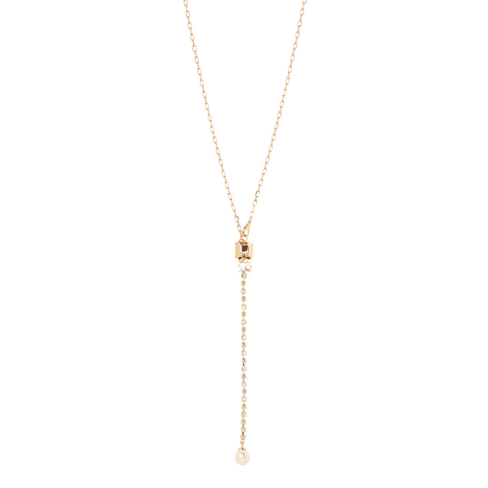 Collana a Y Babilonia - Oro e bianco - Sodini Bijoux