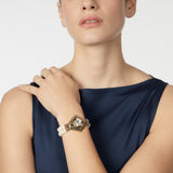 Bracciale elastico doppio filo di perle Babilonia - Oro e bianco - Sodini Bijoux