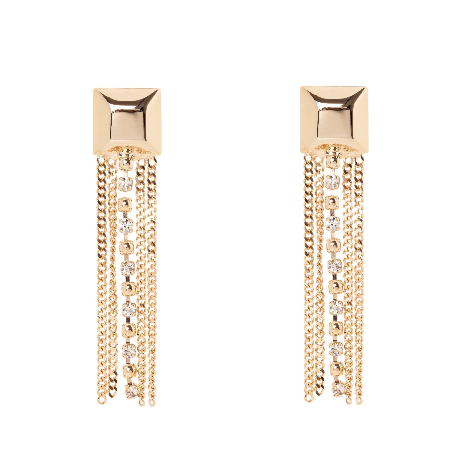Orecchini cuneo e nappina Babilonia - Oro e bianco - Sodini Bijoux
