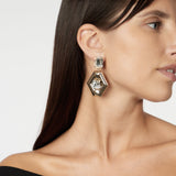 Orecchini cristallo e pendente esagonale Babilonia - Oro e bianco - Sodini Bijoux