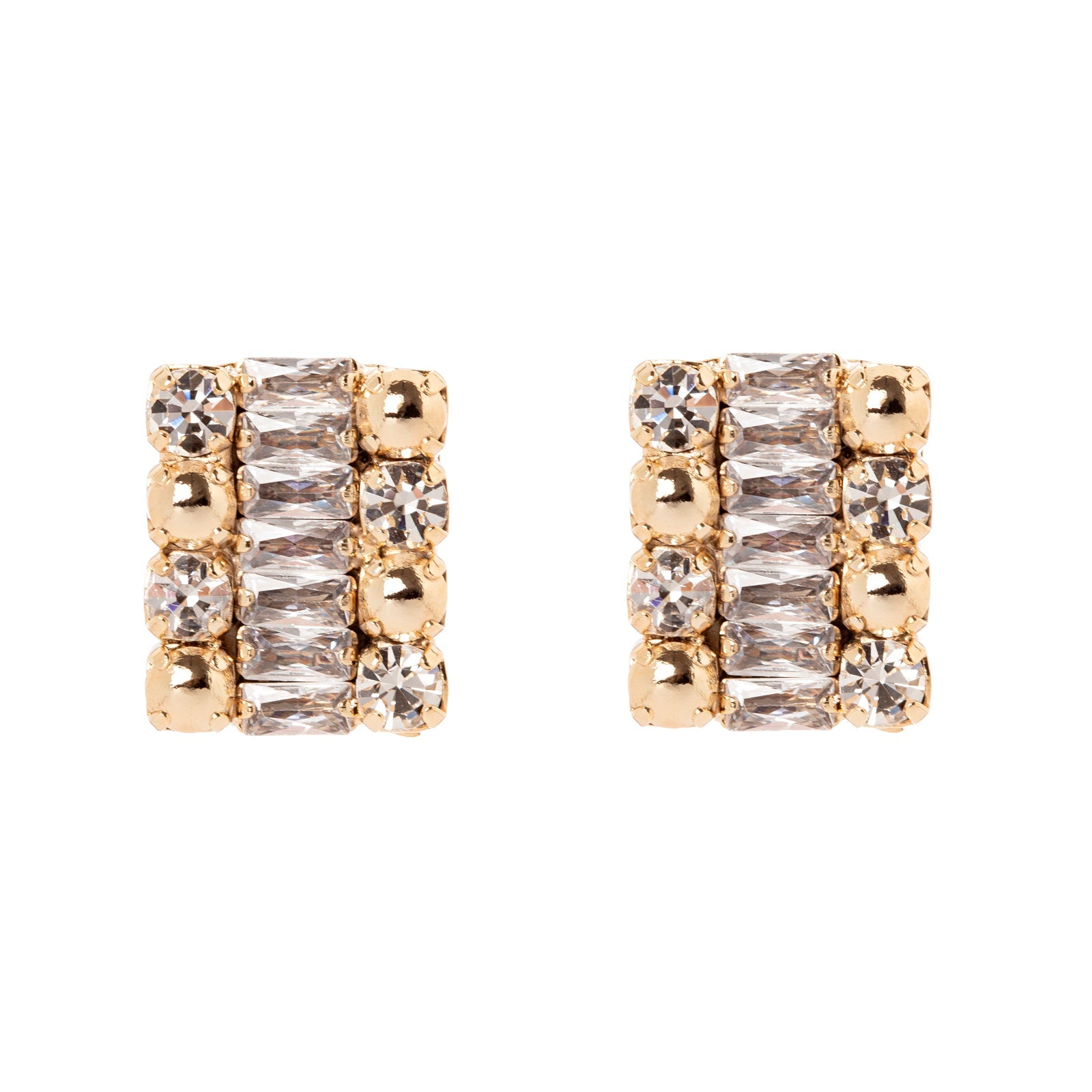 Orecchini a rettangolo Babilonia - Oro e bianco - Sodini Bijoux