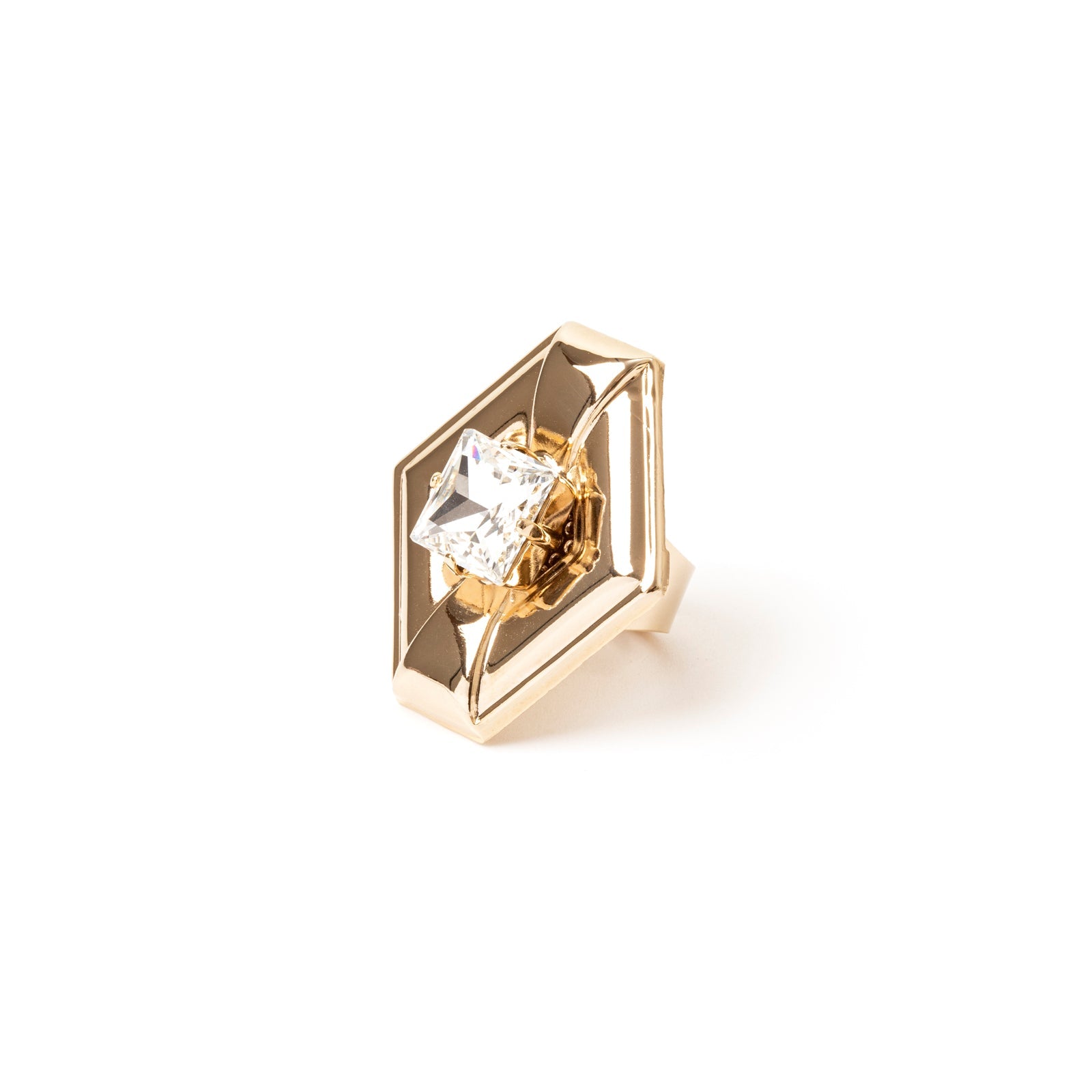 Anello esagonale Babilonia - Oro e bianco - Sodini Bijoux