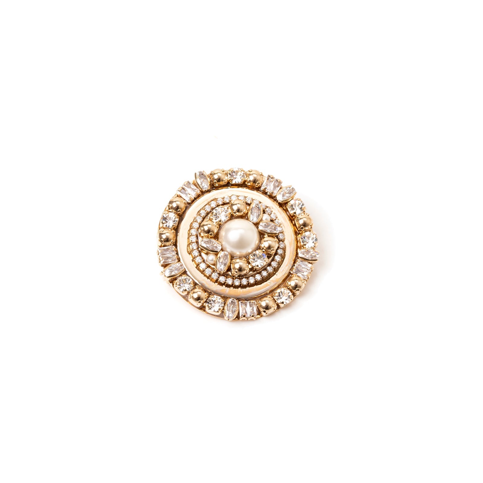 Spilla a disco Babilonia - Oro e bianco - Sodini Bijoux