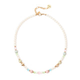 Short necklace pearls, elements ribbed and boule beads Tarocchi - Multicolor - Sodini Bijoux