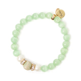 Bracciale elastico sfere, anellini di strass e perle Tarocchi - Verde - Sodini Bijoux