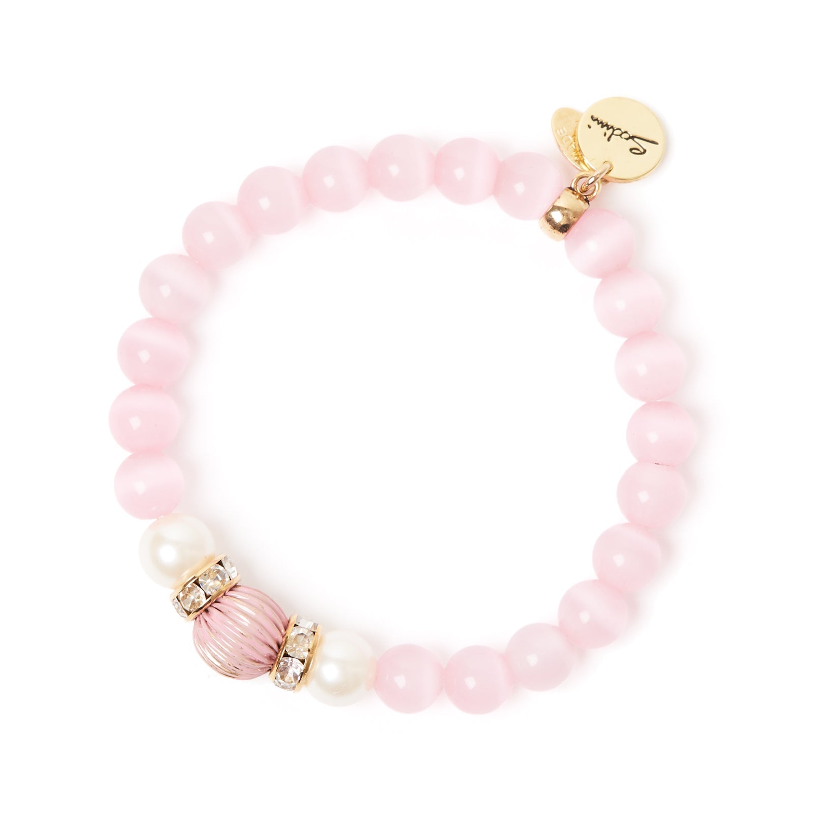 Bracciale elastico sfere, anellini di strass e perle Tarocchi - Rosa - Sodini Bijoux