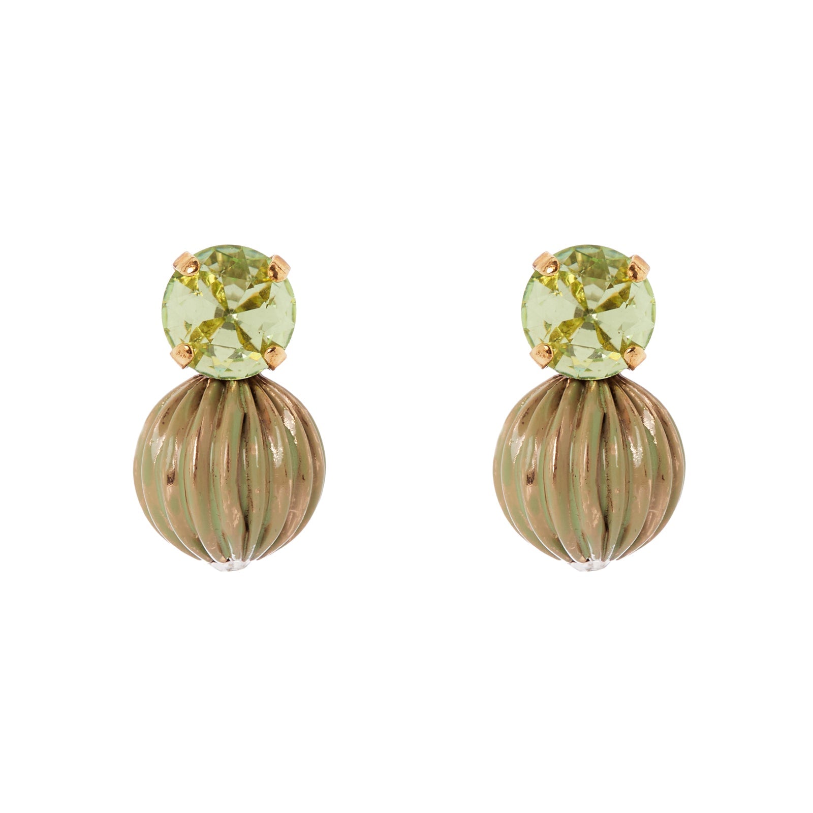Orecchini cristallo e sfera rigata Tarocchi - Verde - Sodini Bijoux