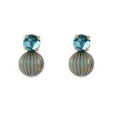 Orecchini cristallo e sfera rigata Tarocchi - Blu - Sodini Bijoux