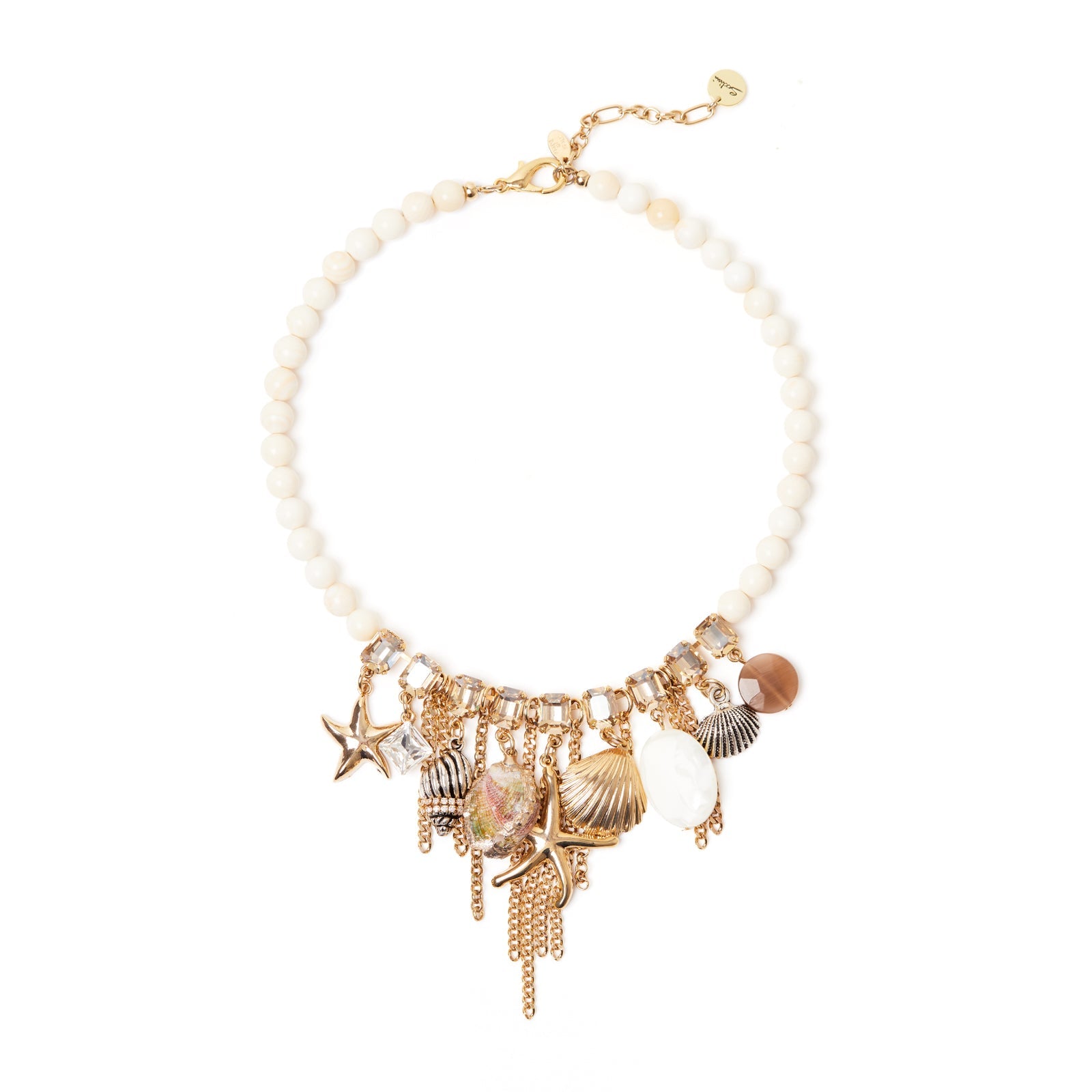 Collana corta boule ed elementi marini Maresia - Oro e bianco - Sodini Bijoux