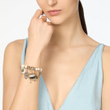 Bracciale elastico boule, cristalli e frange Maresia - Oro e bianco - Sodini Bijoux