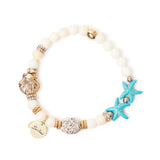 Bracciale elastico boule, elementi marini e charm Maresia - Multicolor - Sodini Bijoux