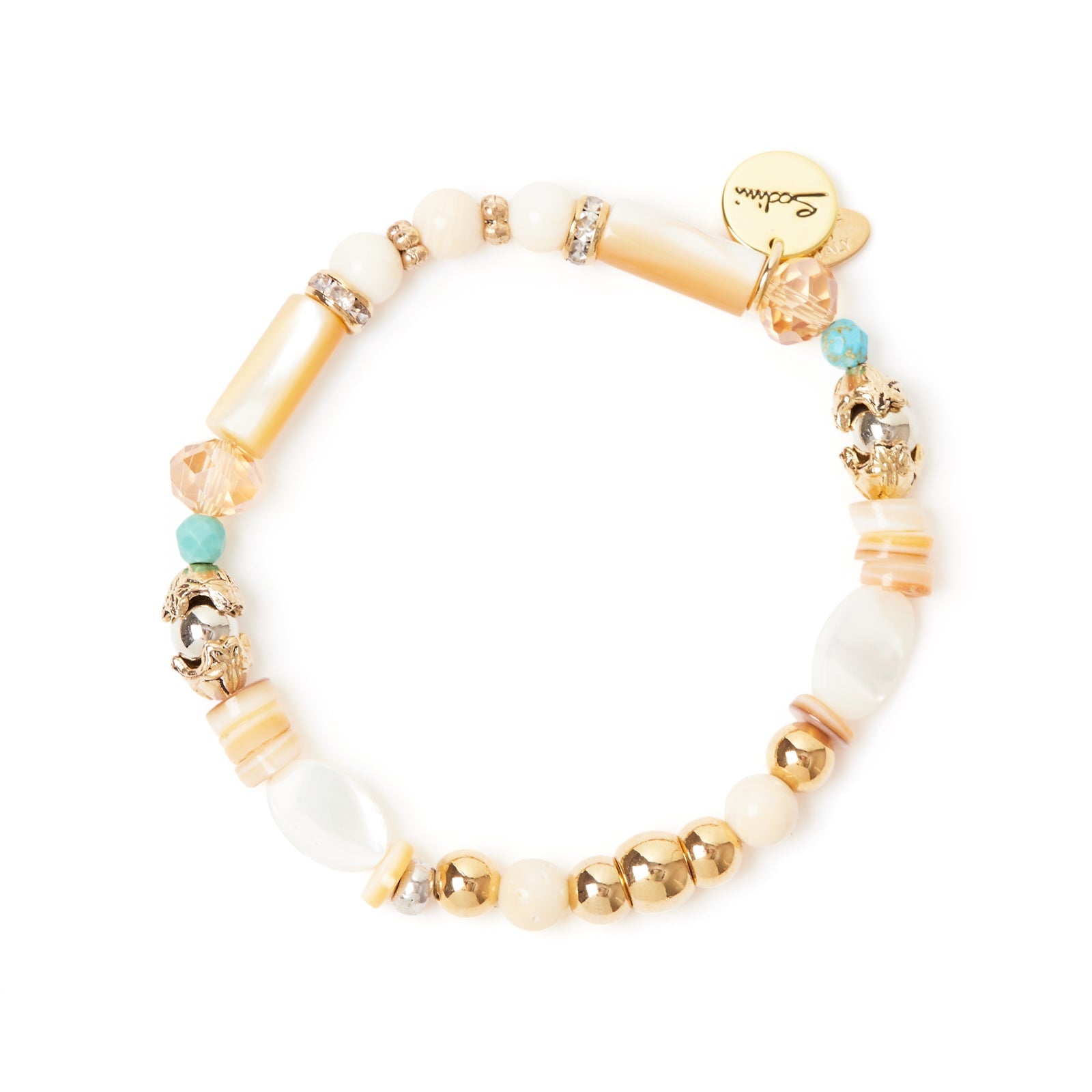 Bracciale elastico boule, perline e charm Maresia - Multicolor - Sodini Bijoux