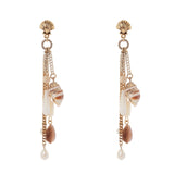 Long earrings Maresia - Gold and white - Sodini Bijoux