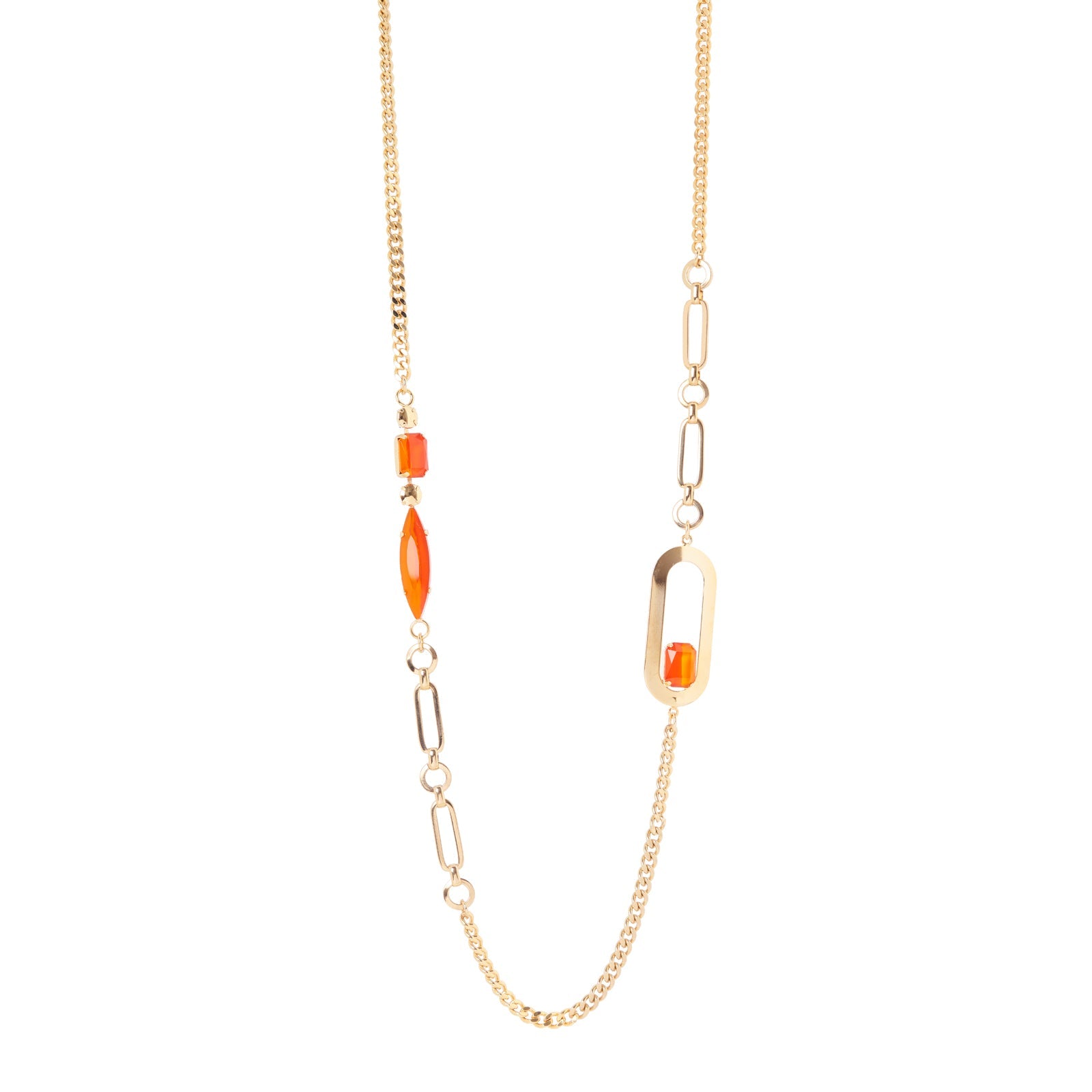Collana lunga groumette e charm Ribera - Arancio - Sodini Bijoux