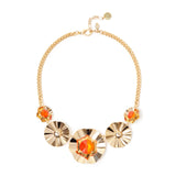 Short necklace gourmette and flowers Ribera - Orange - Sodini Bijoux