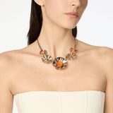 Short necklace gourmette and flowers Ribera - Orange - Sodini Bijoux