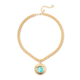 Short necklace with dome pendant Ribera - Blue - Sodini Bijoux
