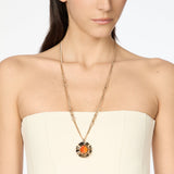 Long necklace with flower pendant Ribera - Orange - Sodini Bijoux