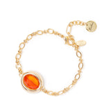 Bracelet with chain and oval charm Ribera - Orange - Sodini Bijoux