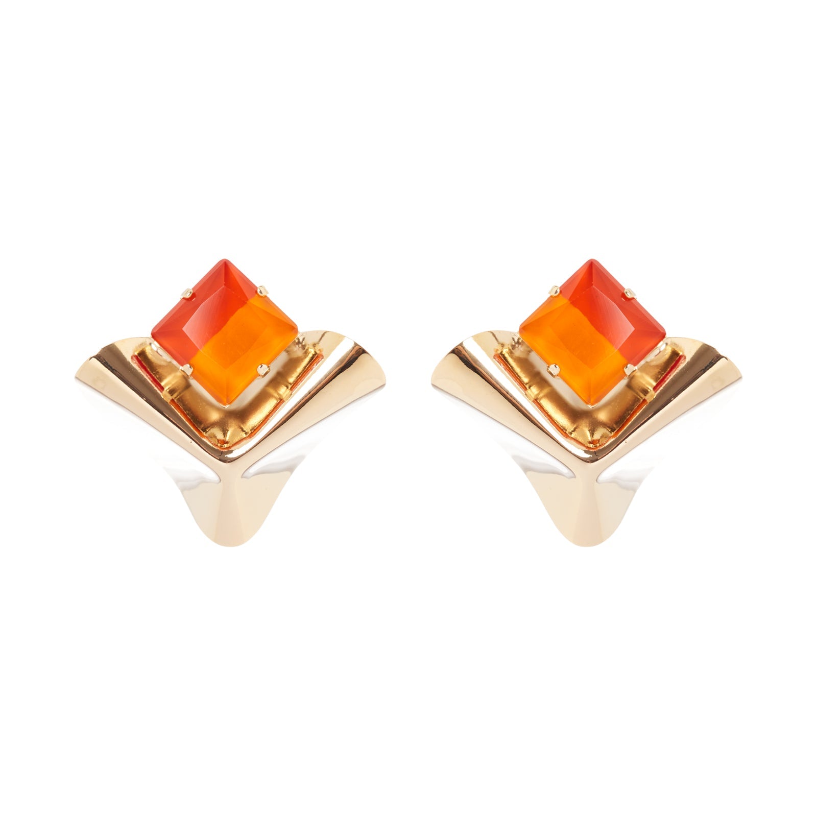Orecchini triangolo tridimensionale Ribera - Arancio - Sodini Bijoux