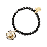 Bracciale elastico sfere fiore pendente La Dame - Oro - Sodini Bijoux