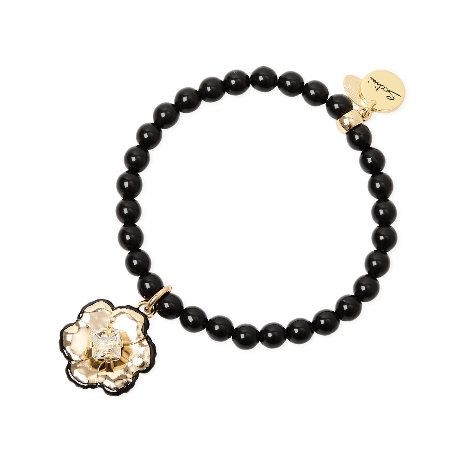 Bracciale elastico sfere fiore pendente La Dame - Oro - Sodini Bijoux