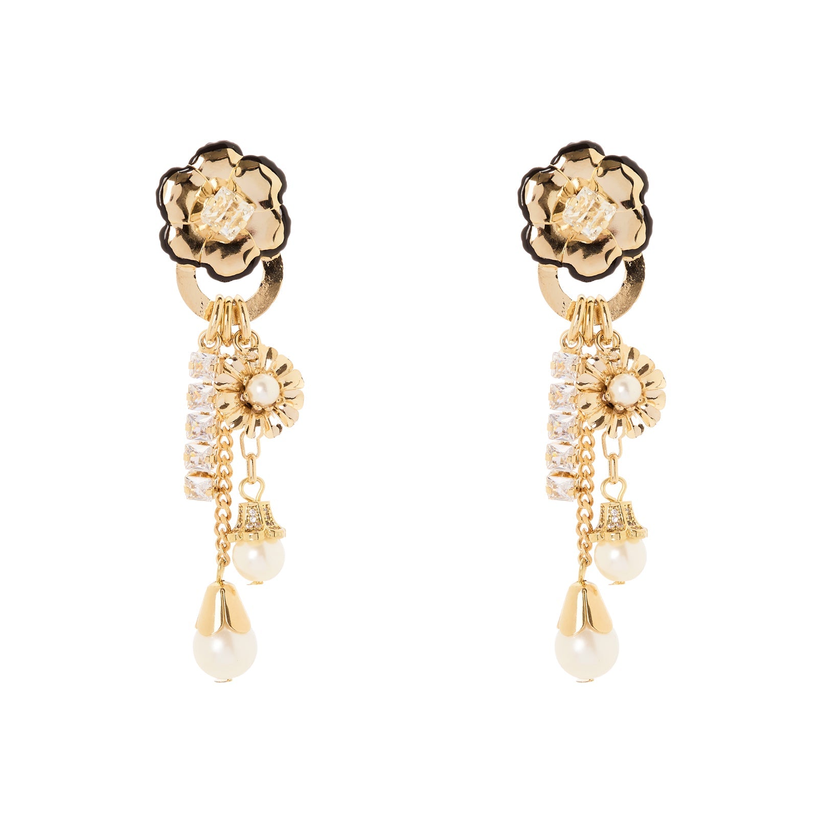 Orecchini fiore lunghi pendenti La Dame - Oro - Sodini Bijoux