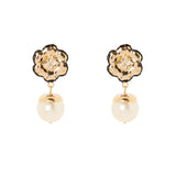 Orecchini fiore perla pendente La Dame - Oro - Sodini Bijoux