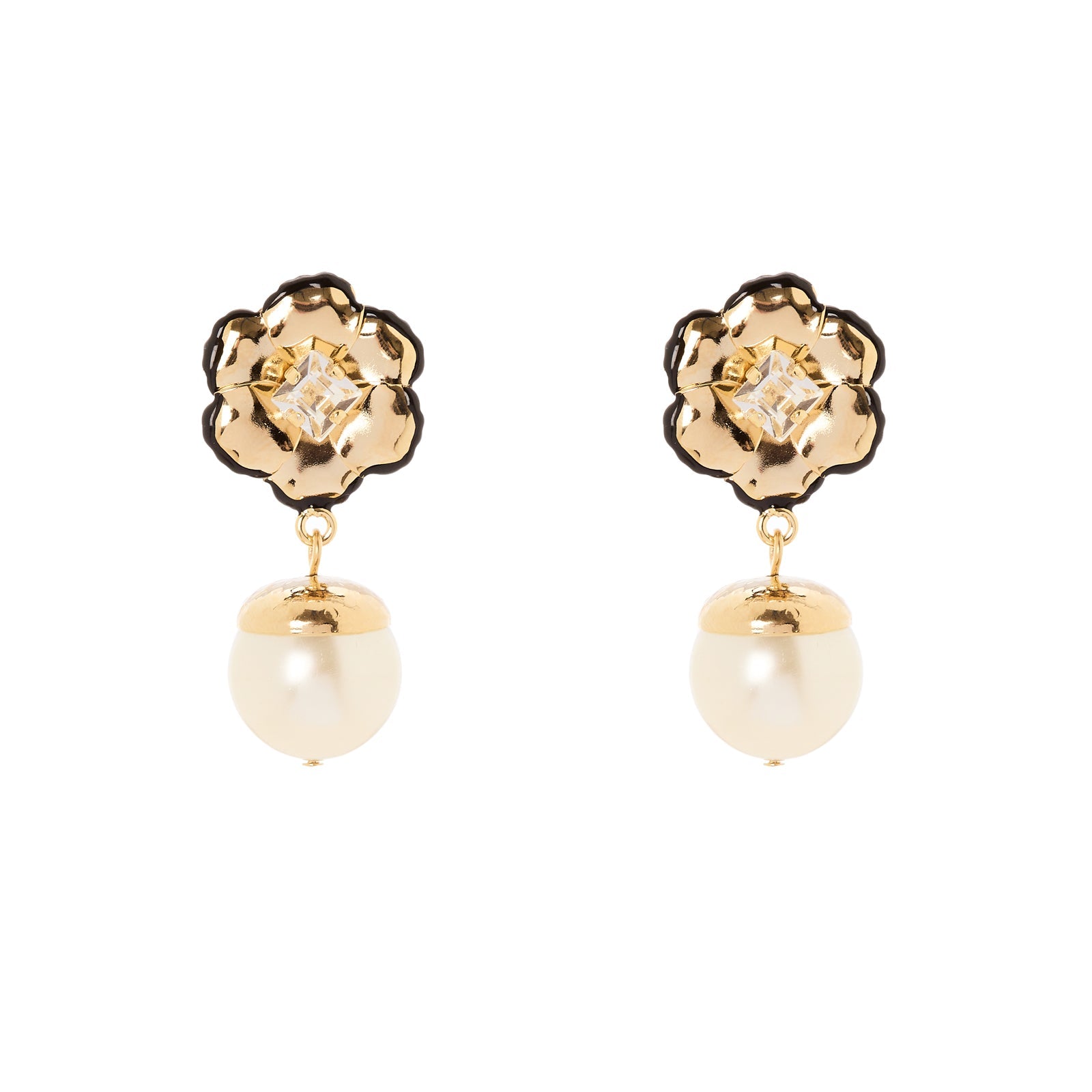 Orecchini fiore perla pendente La Dame - Oro - Sodini Bijoux