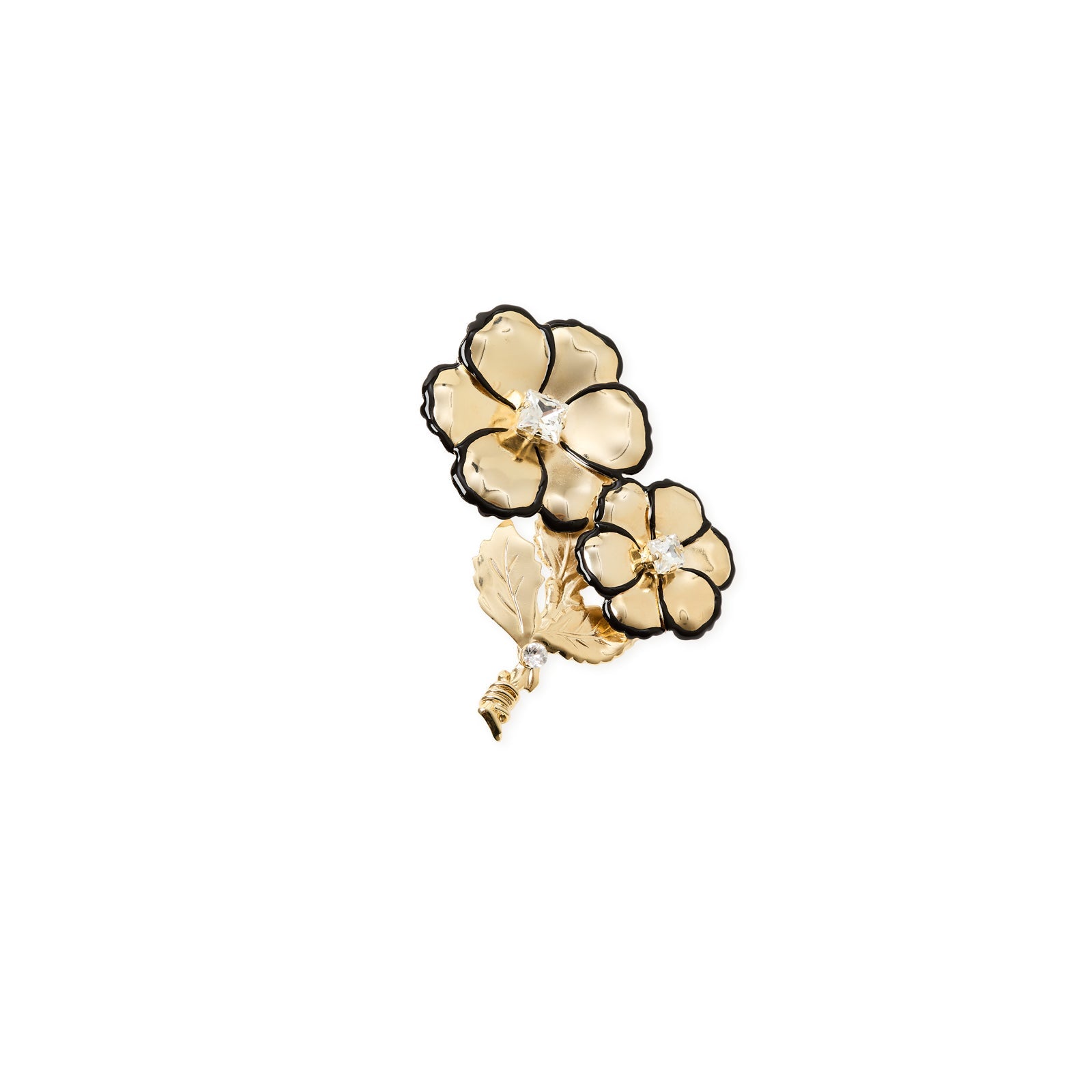 Spilla due fiori foglia La Dame - Oro - Sodini Bijoux