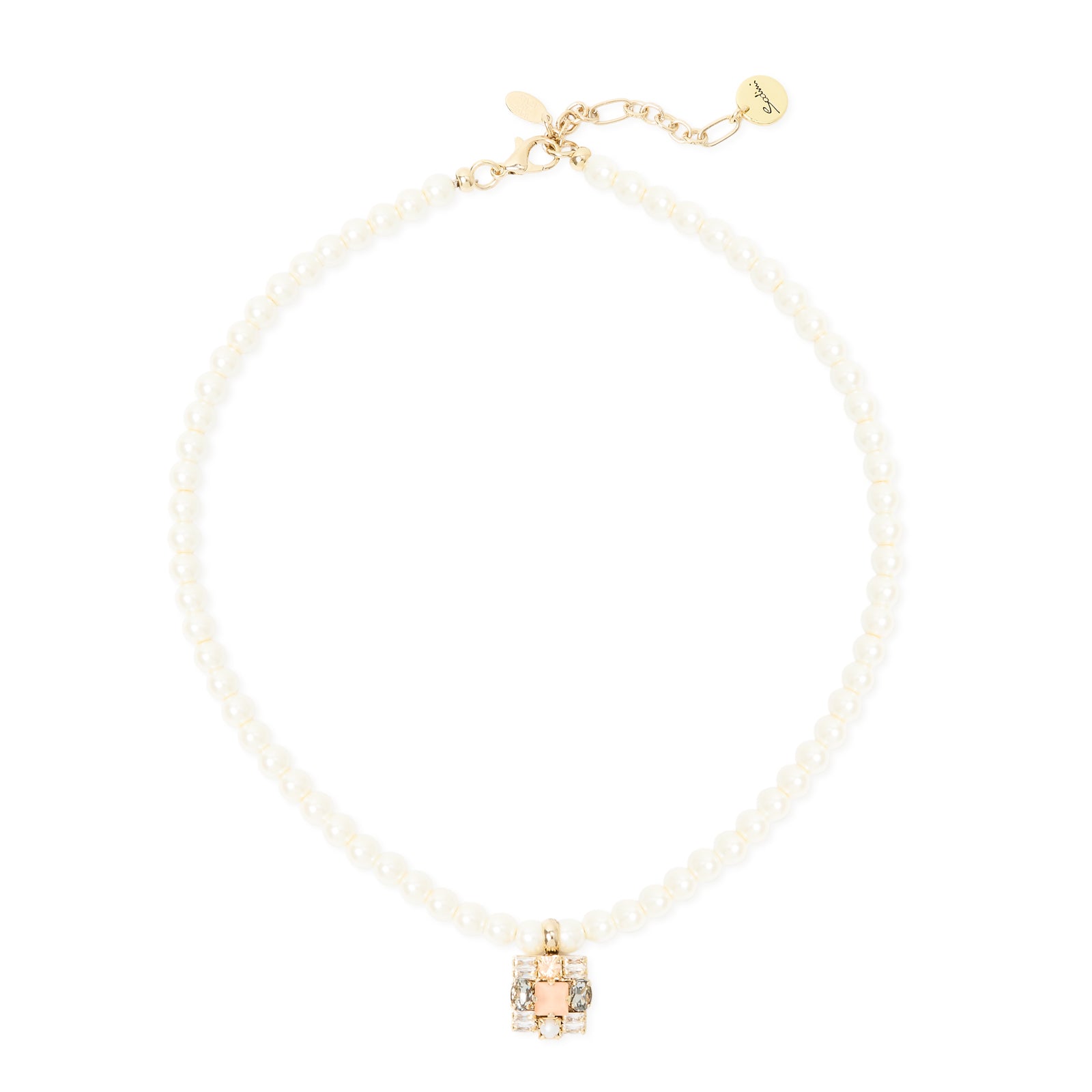 Girocollo perle charm quadrato Hera - Multicolor - Sodini Bijoux