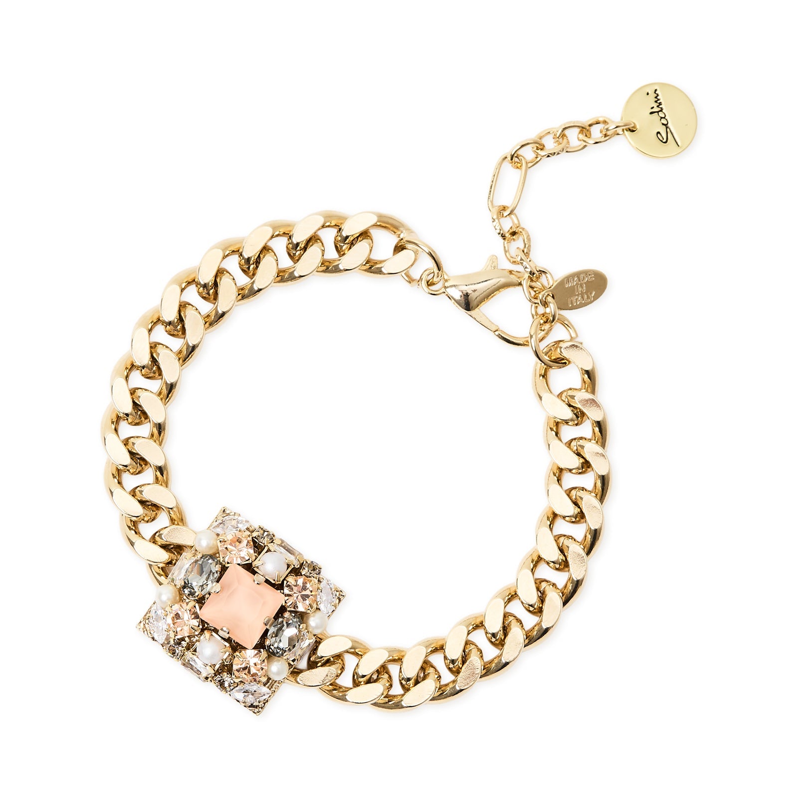 Bracciale groumette e charm quadrato Hera - Multicolor - Sodini Bijoux