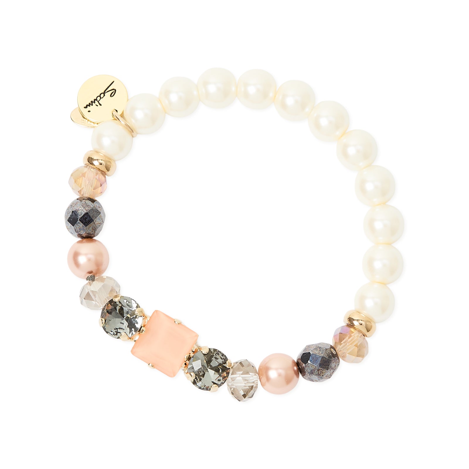 Bracciale elastico grandi perle, cristalli, perline Hera - Multicolor - Sodini Bijoux