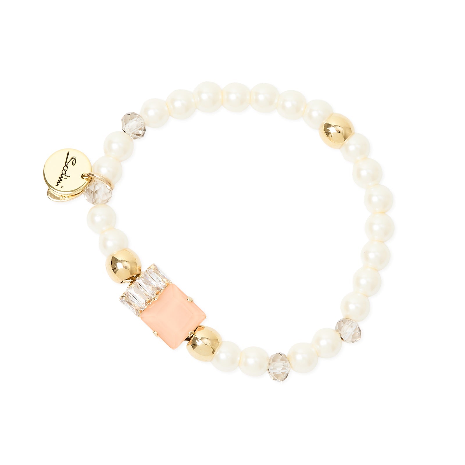 Bracciale elastico perle e cristallo Hera - Rosa - Sodini Bijoux