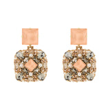 Orecchini cristallo e charm quadrato Hera - Multicolor - Sodini Bijoux