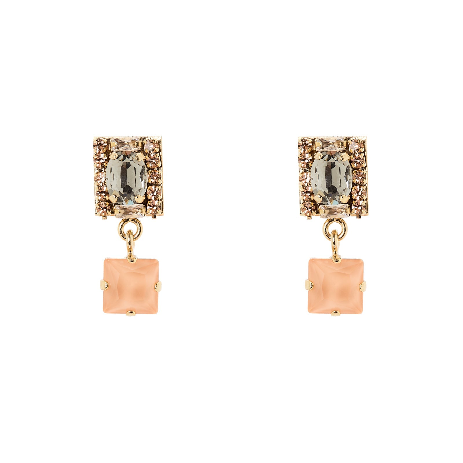 Orecchini charm geometrico e cristallo Hera - Multicolor - Sodini Bijoux