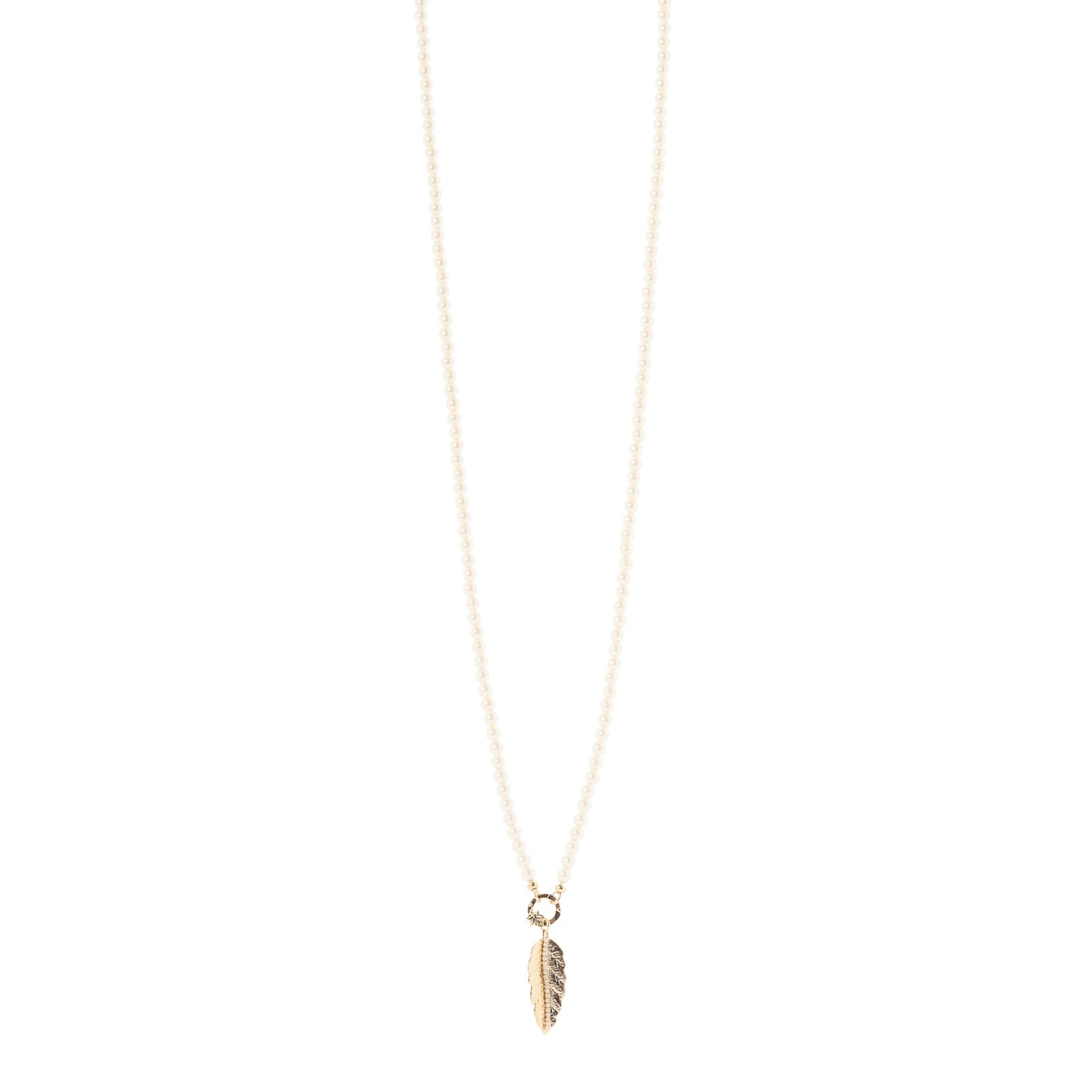 Collana lunga perle foglia pendente Daphne - Oro - Sodini Bijoux
