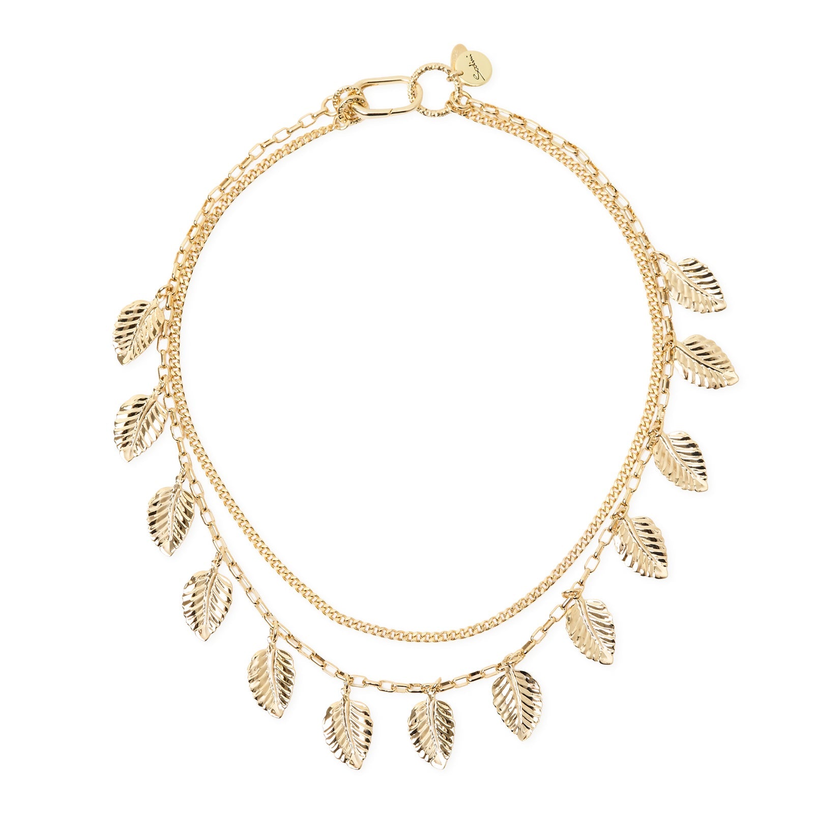 Collana corta due catene e foglie Daphne - Oro - Sodini Bijoux