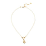 Collana corta perle foglia pendente Daphne - Oro - Sodini Bijoux
