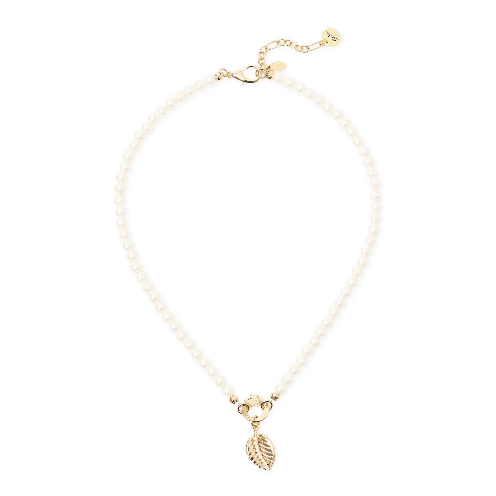 Collana corta perle foglia pendente Daphne - Oro - Sodini Bijoux