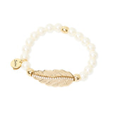 Bracciale elastico perle e foglia Daphne - Oro - Sodini Bijoux