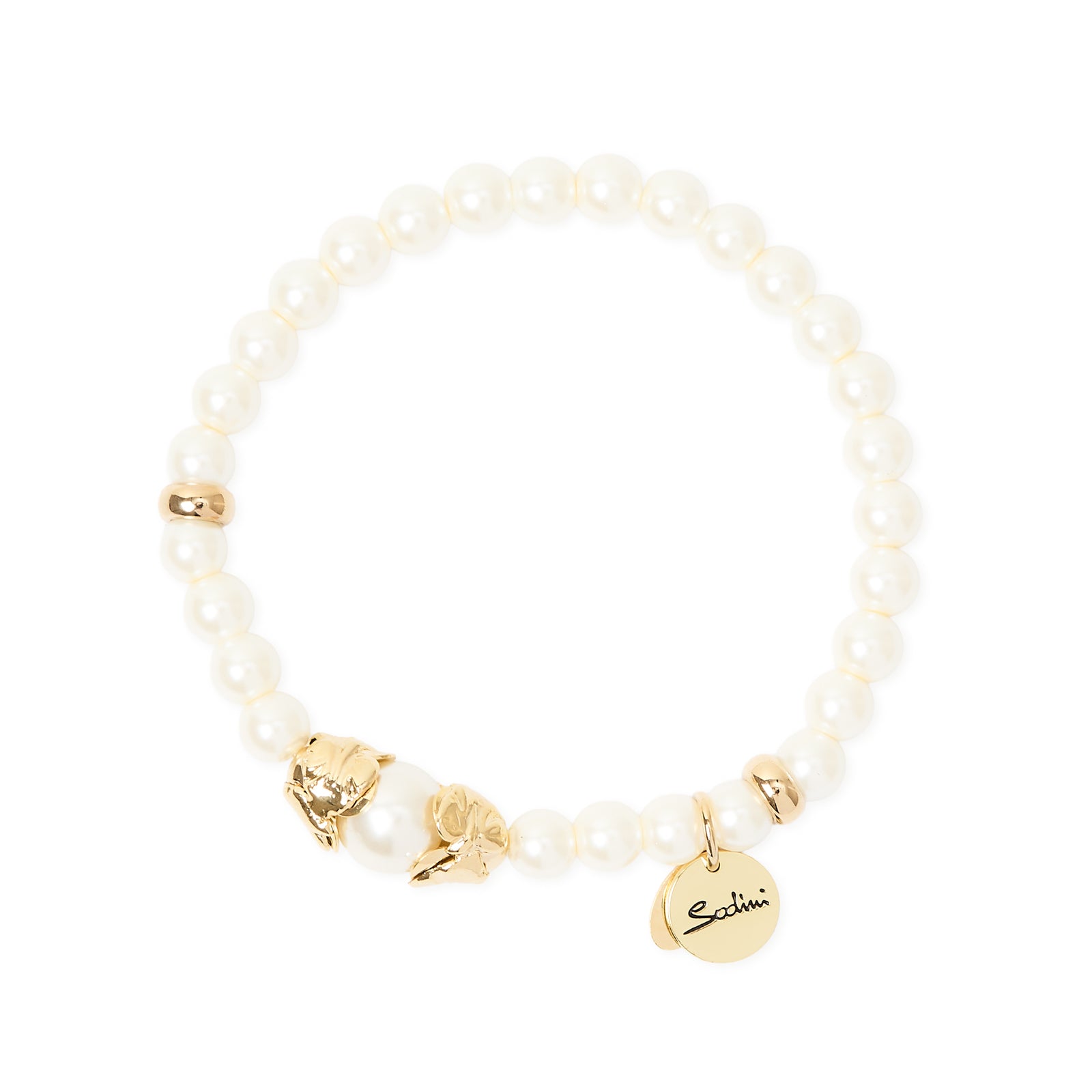 Bracciale elastico perle e perla abbracciata Daphne - Oro - Sodini Bijoux