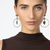 Orecchini cerchio pendente cristallo foglia Daphne - Oro - Sodini Bijoux