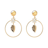 Orecchini cerchio pendente cristallo foglia Daphne - Oro - Sodini Bijoux