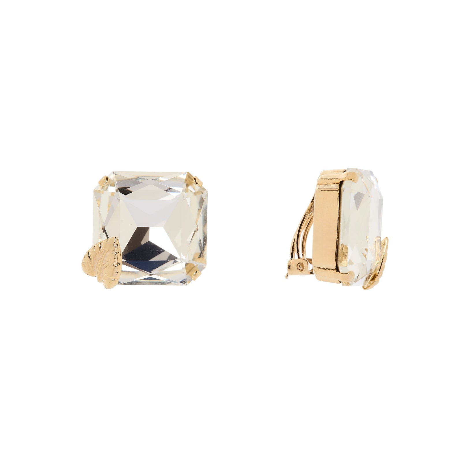 Orecchini grande cristallo foglia Daphne - Oro - Sodini Bijoux