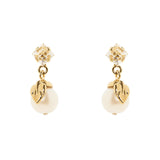 Orecchini cristallo foglia perla Daphne - Oro - Sodini Bijoux