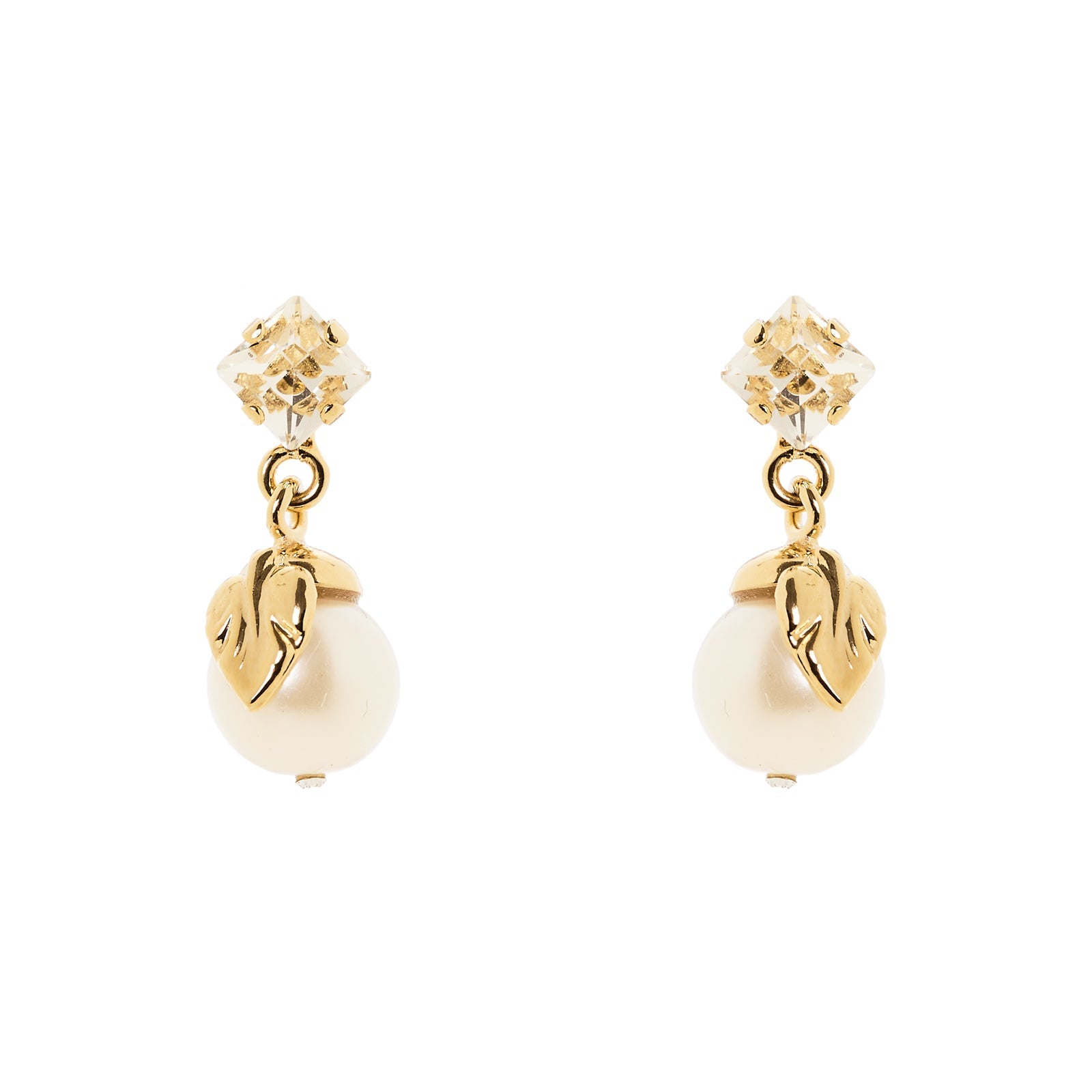 Orecchini cristallo foglia perla Daphne - Oro - Sodini Bijoux