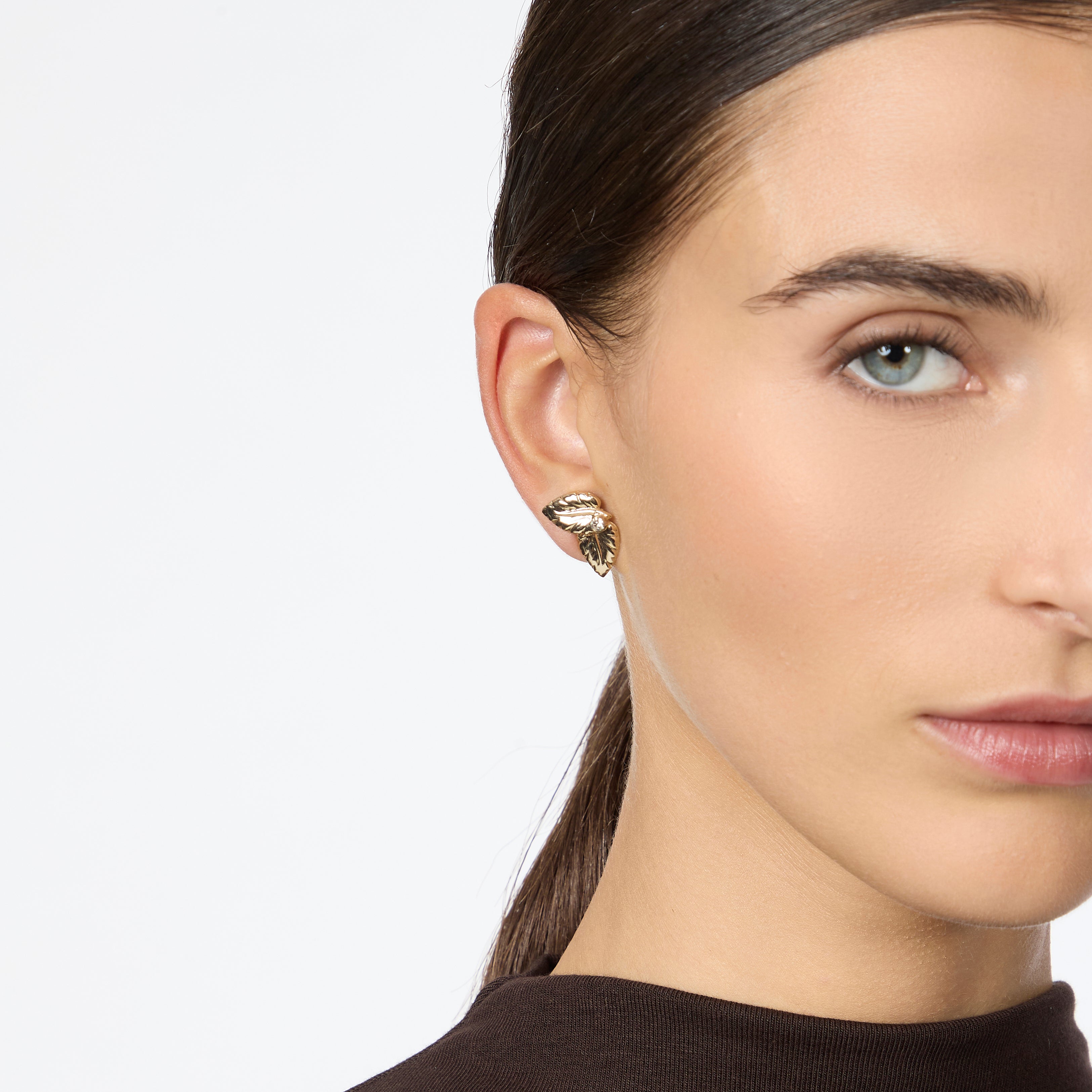 Orecchini due foglie zircone Daphne - Oro - Sodini Bijoux