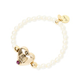 Bracciale elastico perle cuore Naos - Bianco - Sodini Bijoux