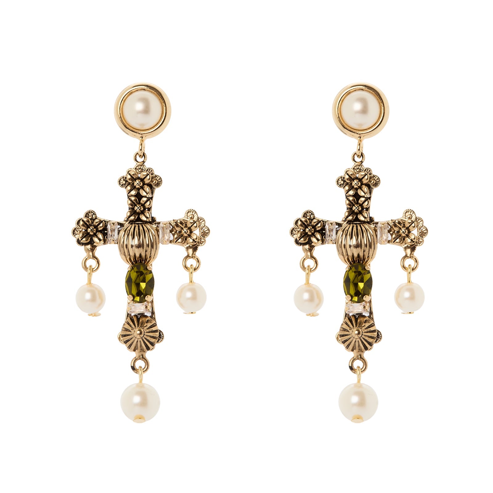 Orecchini croce e perle Naos - Oro - Sodini Bijoux